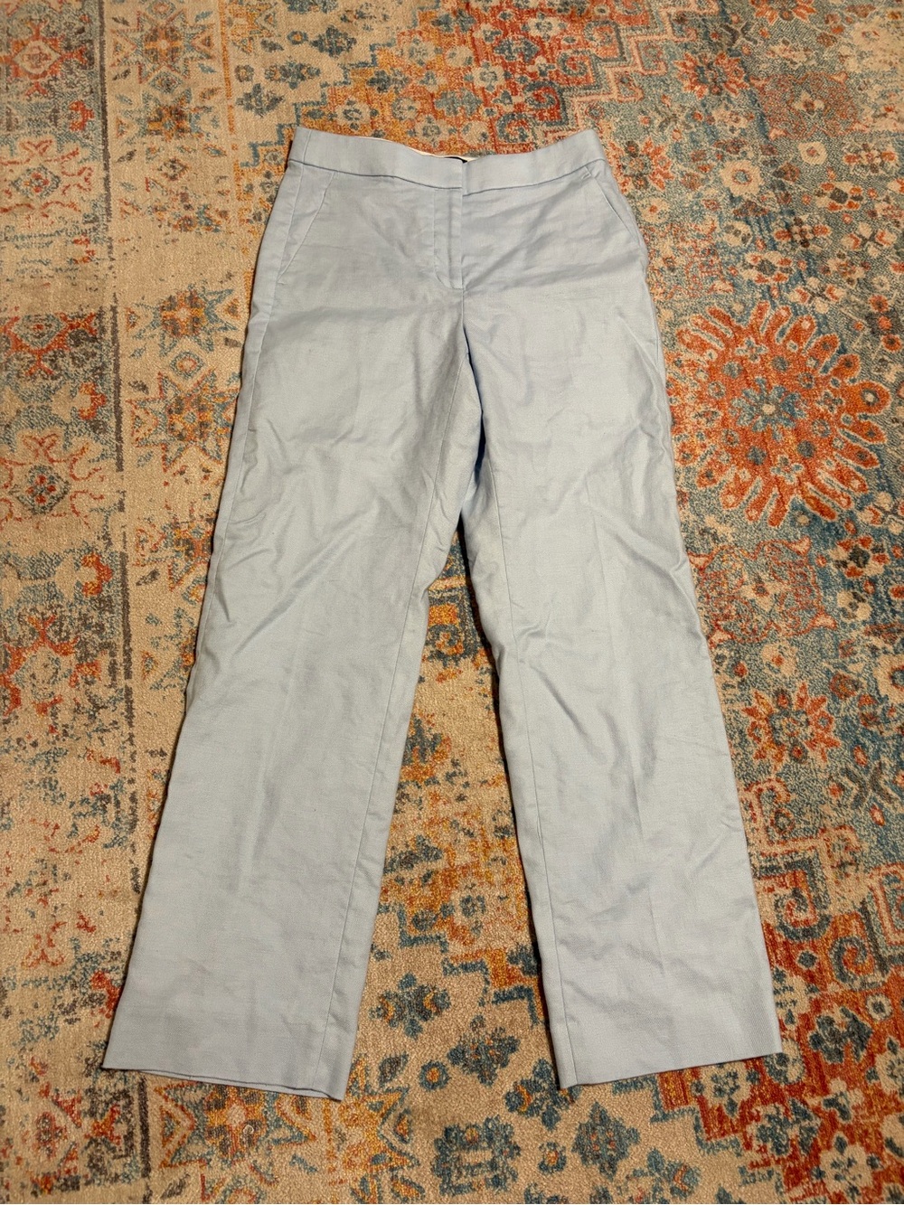 J.Crew Kate blue linen straight leg trousers/pants